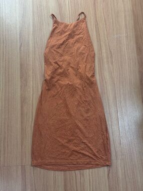 Sadora Brown Strappy Open Back Bodycon Mini Dress Size Small